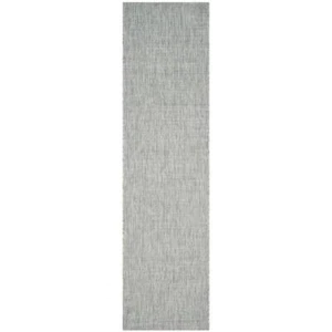 SAFAVIEH Patio Runner Rug 2.3'X8' Solid Indoor/Outdoor Light Gray/Turquoise - Picture 1 of 11