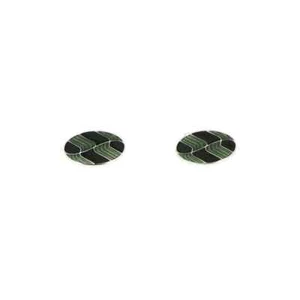 Manfredi Jewels Manschettenknöpfe Brixton & Gill grün oder schwarz emailliert oval - Bild 1 von 3