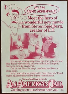 AN AMERICAN TAIL 1986 - Steven Spielberg Animation - Cinema Flyer x 2 FREE POST - Bild 1 von 1