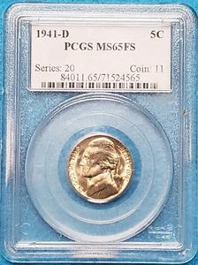 1941-D Jefferson Nickel PCGS MS65 FS Full Steps with Light Golden Toning - Picture 1 of 4
