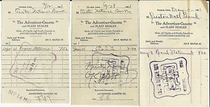 Ricevuta 1921 GAZZETTA PUBBLICITARIA Creston Iowa lotto di 3 - Foto 1 di 2