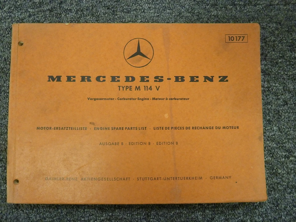Motor Mercedes Benz M114 1968 1969 1970 1972 en 250 250C manual de catálogo de piezas Foto 1 de 1