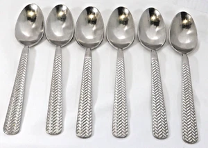 Cuisinart Stainless 18/10 SEA ISLAND Basketweave 6 Soup Spoons Flatware Korea - Picture 1 of 5