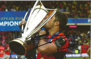 SARACENS RUGBY UNION: BRAD BARRITT SIGNED 6x4 TROPHY CELEBRATION PHOTO+COA - Picture 1 of 1