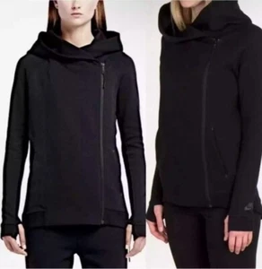 Nike Women's Tech Fleece Full Zip Hooded Cape Black Size: M - Picture 1 of 13