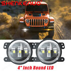 4" Inch Round LED Halo Fog Lights Halo Angel Eyes DRL For Jeep Wrangler JK LJ JT