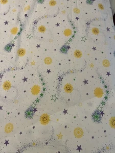 Rare SMILEY FACE Flat Sheet Colorful Star Sun 80’s 90’s Y2K Abstract Graphic VTG - Picture 1 of 6