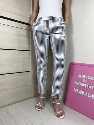 'S Max Mara Pantalones a Rayas Italia Algodón Pantalones Clásicos Rectos Para Mujer Talla M Foto 1 de 4