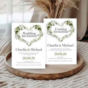 Inviti Matrimonio CORONA EUCALIPTO Personalizzata confezioni da 10 - Foto 1 di 1