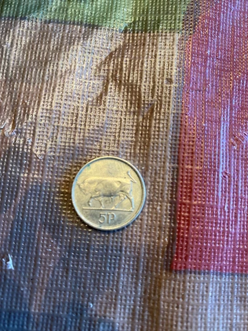 1992  Ireland Bull 5 P coin Cover