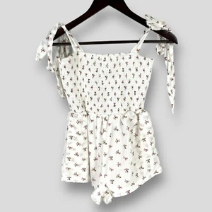 IN THE STYLE Womens White Shirred Floral Strappy Playsuit SIZE UK-10 - Picture 1 of 9