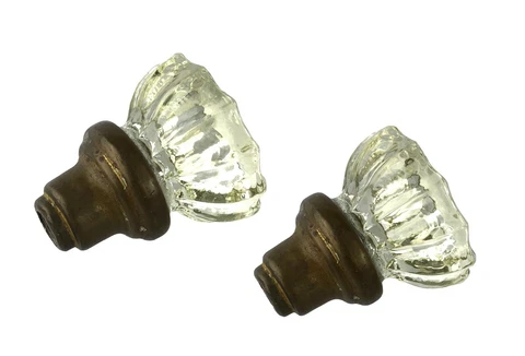 Vintage Pair Glass Crystal Doorknobs Clear Beautiful Old Salvage Hardware Pieces Cover