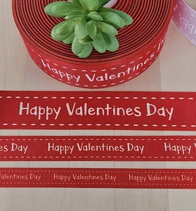 5/8, 7/8 & 1.5" (1 YD) Happy Valentine's Day Grosgrain Ribbon Gift Wrap Bows - Picture 1 of 1