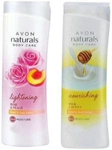Combo completo de loción corporal AVON Naturals para el cuidado de la piel (rosa-miel y leche) (400 ml) - Imagen 1 de 3