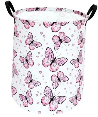 Cesta de lavandería grande contenedores de almacenamiento de lona cesta de guardería para niños mariposa Foto 1 de 4