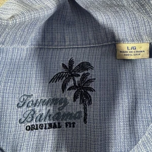 Tommy Bahama Camp Hemd Herren Large Hellblau Original Fit Seidenmischung Strukturiert - Bild 1 von 6