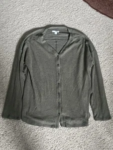 Sonoma Goods For Life Women’s Long Sleeve Button-Up Top Green Size Large - Picture 1 of 3