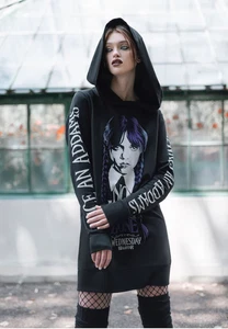 Neu Killstar x Wednesday Collab Longline Hoodie Gr. L No Hug Zone Addams Family - Bild 1 von 5