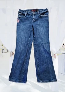 Jones Wear Jeans Womens 6 Blue Floral Embroidered Bootcut Preppy Hippie Boho Lot - Picture 1 of 11