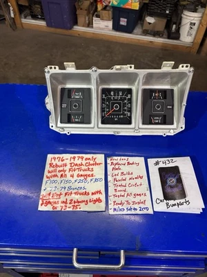 #432 1976 1977 1978 1979 Cuadro de instrumentos reconstruido F100 F150 250 F350 78/79 Bronco Foto 1 de 4
