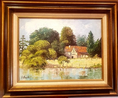 FLORENT BAECKE TEXAS ARTISTA ORIGINAL ÓLEO SOBRE LIENZO "A LO LARGO DEL RÍO" 12"×16" Foto 1 de 4