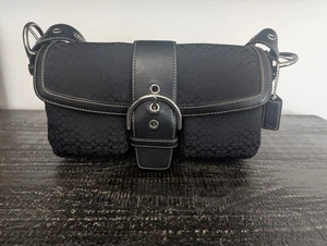 Vintage Coach 1463 Signature Soho Satchel Shoulder Handbag Black Canvas - Picture 1 of 12