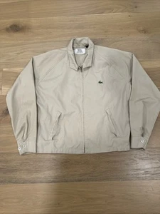Lacoste Vintage Harrington Jacket Mens L Khaki Lightweight Coat 80s 90s - Picture 1 of 12