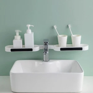 Étagère de douche d'angle support de rangement salle de bain trou de vidange d - Picture 1 of 20