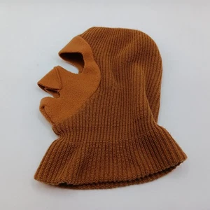 Vintage Full Face Ski Mask Hunting Knitted Brown Large USA - Picture 1 of 5