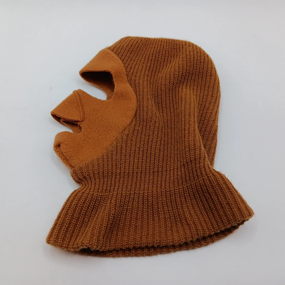 Vintage Full Face Ski Mask Hunting Knitted Brown Large USA - Image 1 of 4