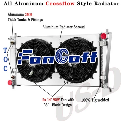 4 Row Aluminum Radiator Shroud Fan For 1999-04 Ford F150 F250 F350 Super Duty AT Foto 1 de 4