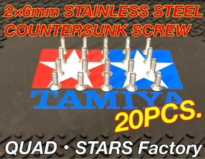 Tamiya Mini 4WD Stainless Steel Flat Screw 2x6mm Set of 20 - Picture 1 of 5