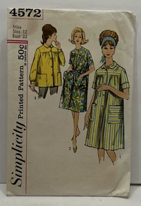 Vtg 4572 CUT Simplicity Pattern Size 12 MuuMuu Duster Smock House Dress Pattern - Picture 1 of 3