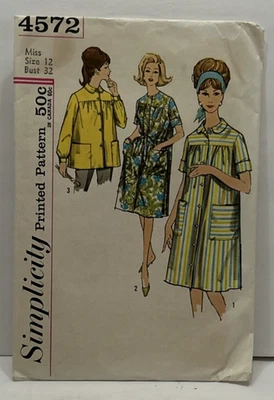 Vtg 4572 CUT Simplicity Pattern Size 12 MuuMuu Duster Smock House Dress Pattern - Image 1 of 3