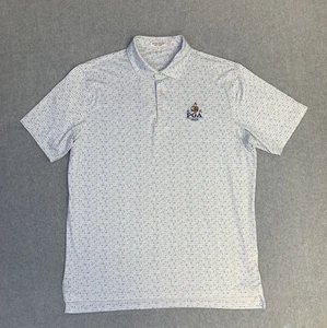 Peter Millar PGA Golf Polo Shirt Mens L Frisco 2027 Allover Print Summer Comfort - Picture 1 of 12