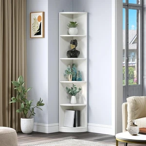 YITAHOME Bookcase 5-Tier Corner Shelf Modern Free Standing Corner Bookshelf - Picture 1 of 7