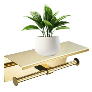 Double Toilet Paper Holder with Phone Shelf Dual Roll Tissue Holder Dispenser... - Picture 1 of 7