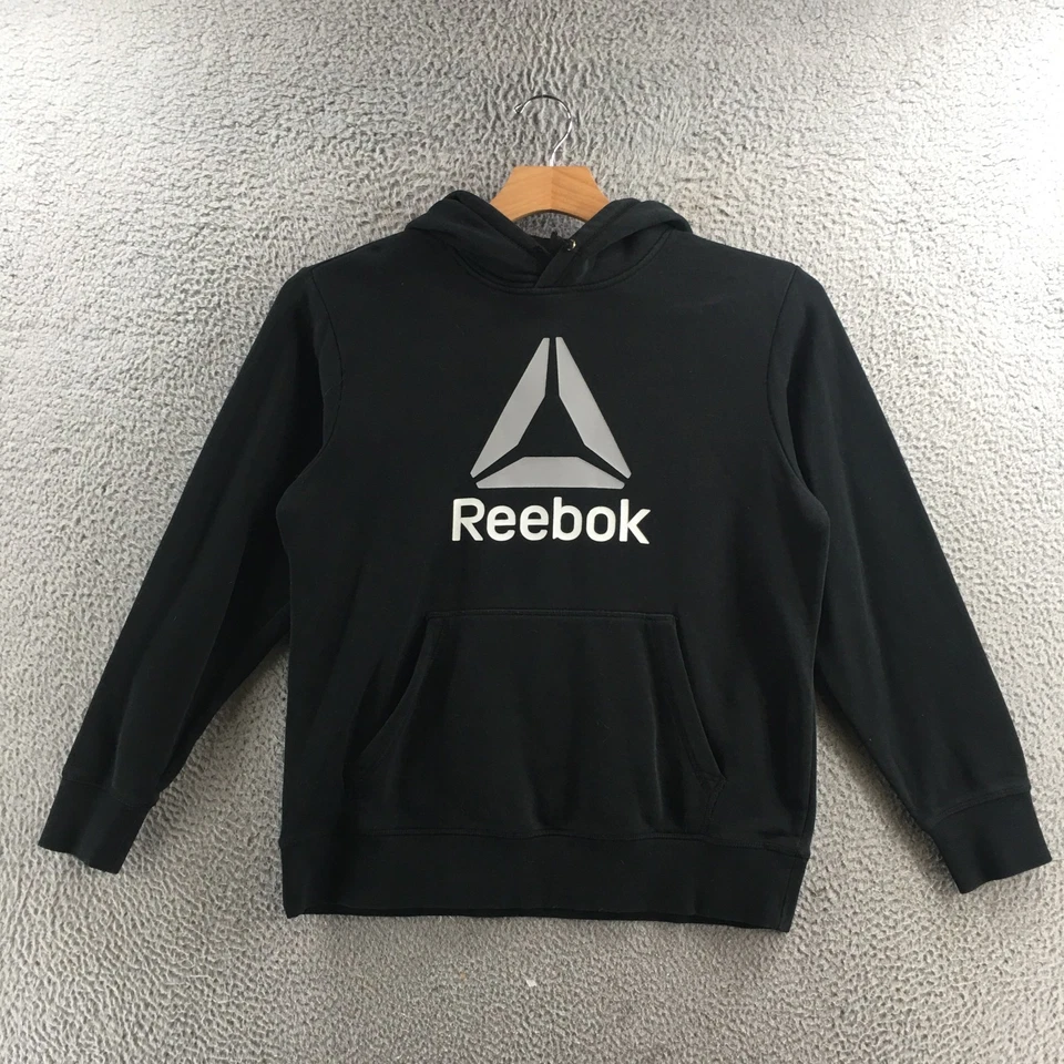Reebok Hoodie & Sweatshirt Mens M Black Cotton Blend Long Sleeve Pullover Hooded - Image 1 of 4