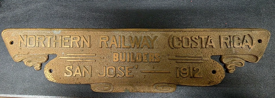 ANTIGUA PLACA DE CONSTRUCTORES DE LATÓN DEL FERROCARRIL DEL NORTE (COSTA RICA) Foto 1 de 4