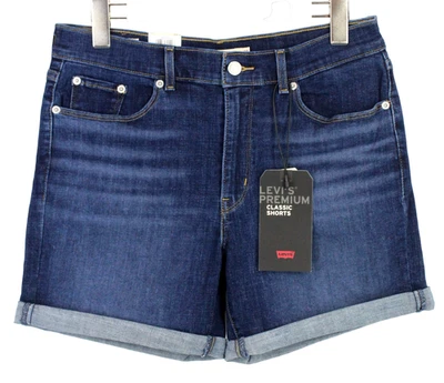 LEVI's Classic Premium Shorts Women's W28 Stretchy Whiskers Faded Denim - Image 1 of 4