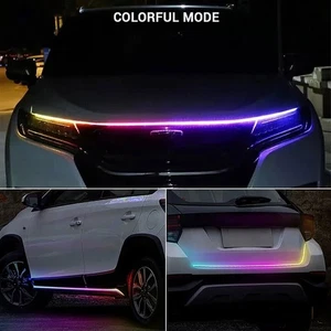 New 150/180CM RGB Car LED Hood Light Engine Cover Neon Strip Gap Decorative APP - Picture 1 of 15