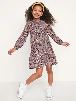 Old Navy Tiered Printed Long-Sleeve Button-Front All-Day Dress for Girls Size XS - Image 1 of 4