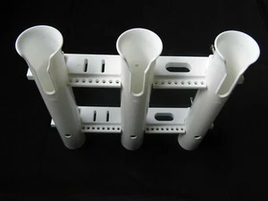 2PCS Boat Rod Pod 3 Link Fishing Rod Holder White Socket Plastic PP Suitable - Picture 1 of 4