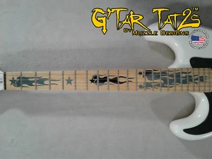 Flaming Star Sticker Decal Inlay - Black for LEFT handed guitar 22-24 Fret - Picture 1 of 2