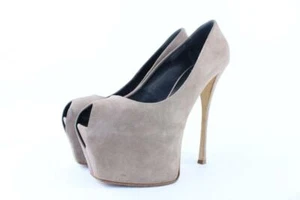 Giuseppe Zanotti Denny Sky High Taupe Suede Open Toe Platforms 4MJ0119 - Picture 1 of 11