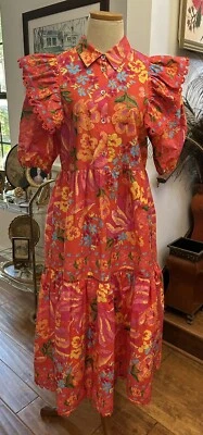 Maxi Vestido Farmrio Colores Vibrantes Borde Decorativo XS Foto 1 de 4