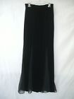Niki Livas Long Black Stretch-Velour Skirt With Sheer Leg Panels Sz S