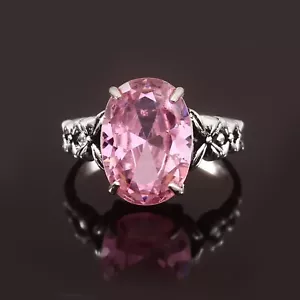 925 Sterling Silver Pink Topaz Gemstone Handmade Jewelry Ring All Size - Picture 1 of 3