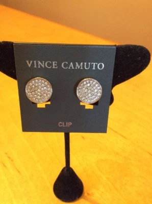 Pendientes Vince Camuto tono plata clip en disco pavimentado $35 Vj11 Foto 1 de 4