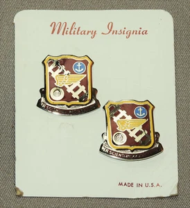 Pair - U.S. Army Transportation School Unit Insignia DUI - D22, On Original Card - Picture 1 of 3